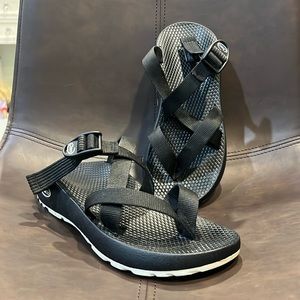 Chaco Tegu Sandals Black with White Sole | size 8